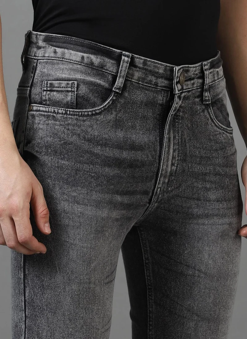 Urbano Fashion  Urbano Fashion Men's Grey Slim Fit Washed Jeans Stretchable for Men | Best Price UAE